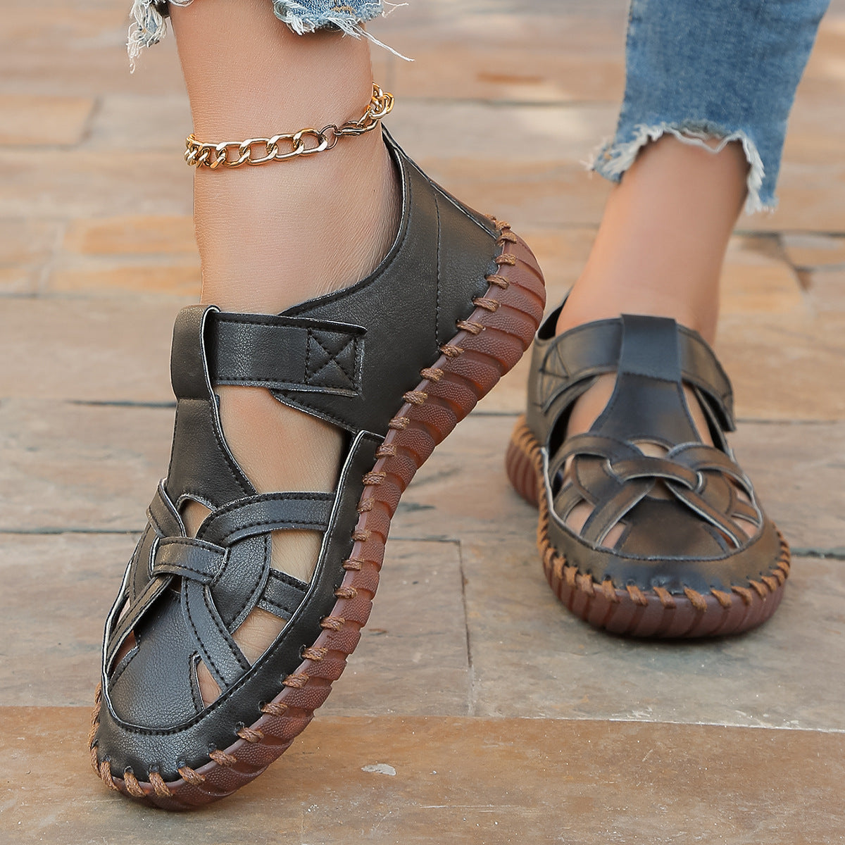 Women's Summer Plus Size Closed Toe Hollow Sandals