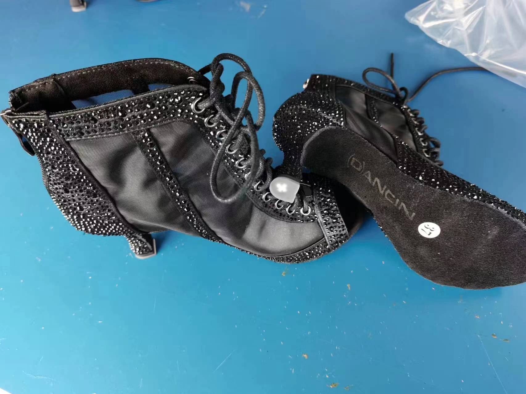 Rhinestone Latin Dance Shoes Adult Women's Mid-high Heel