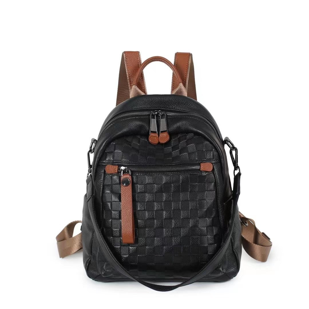 First Layer Cowhide Women's Diamond Plaid Backpack