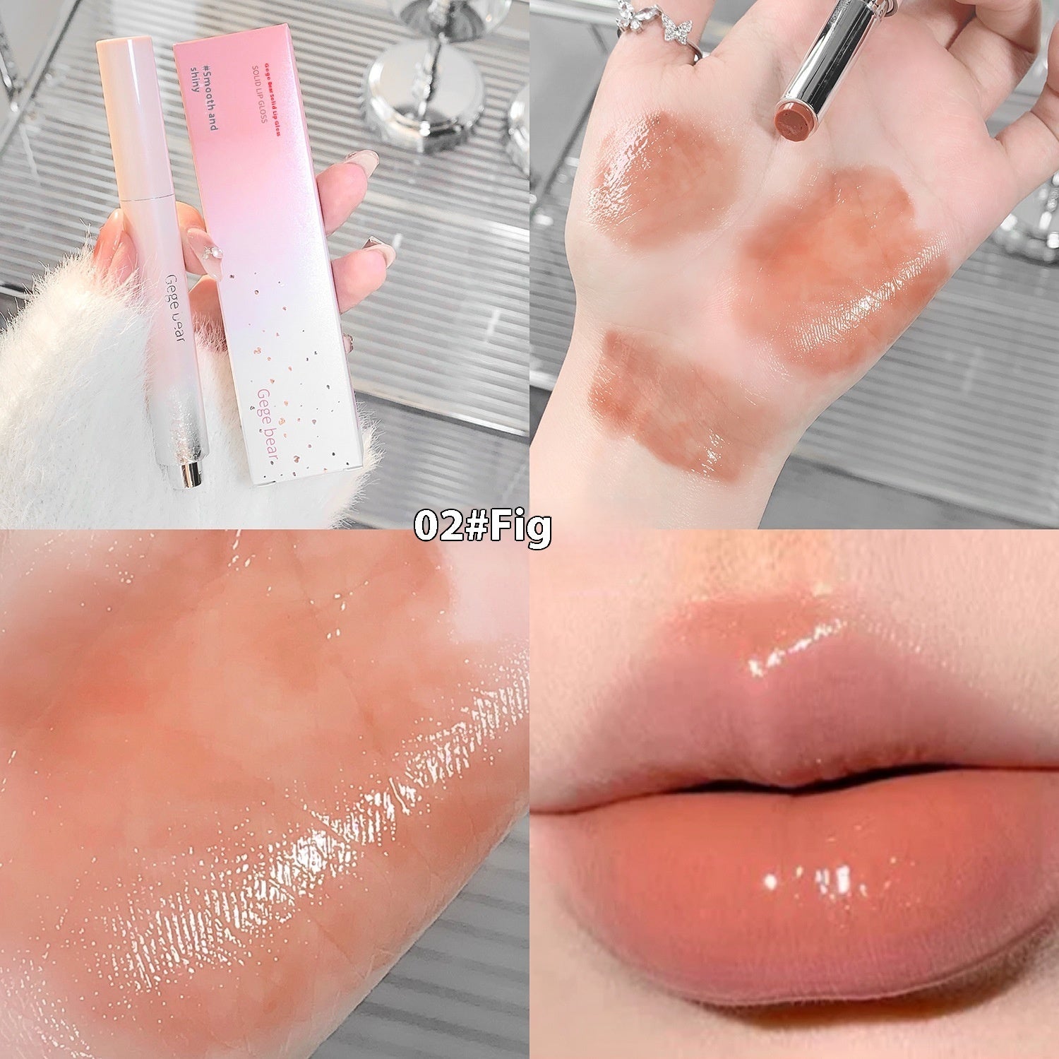 Solid Lip Gloss Water Light Mirror Press Lipstick