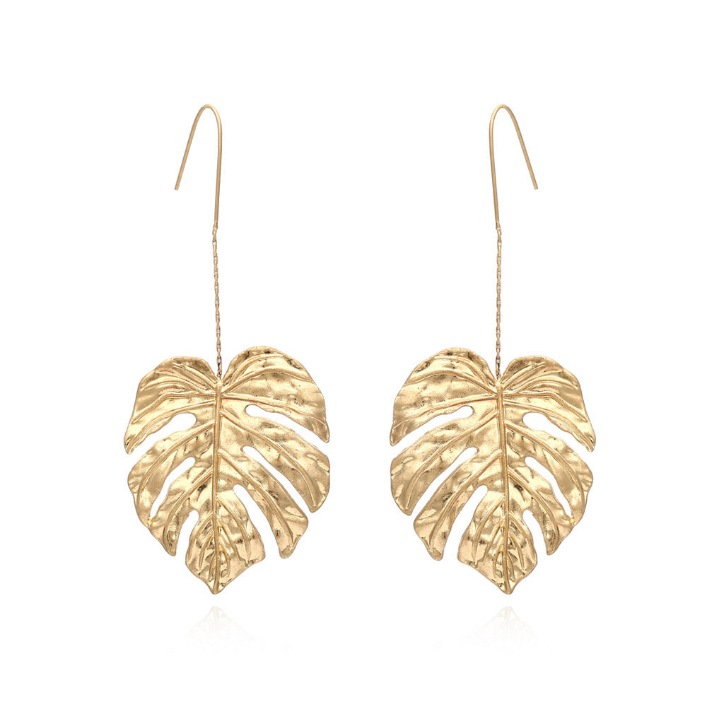 Hollow Metal Leaf Female Earrings