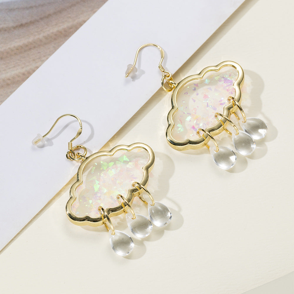 Colorful Clouds Raindrops Jewelry Earrings