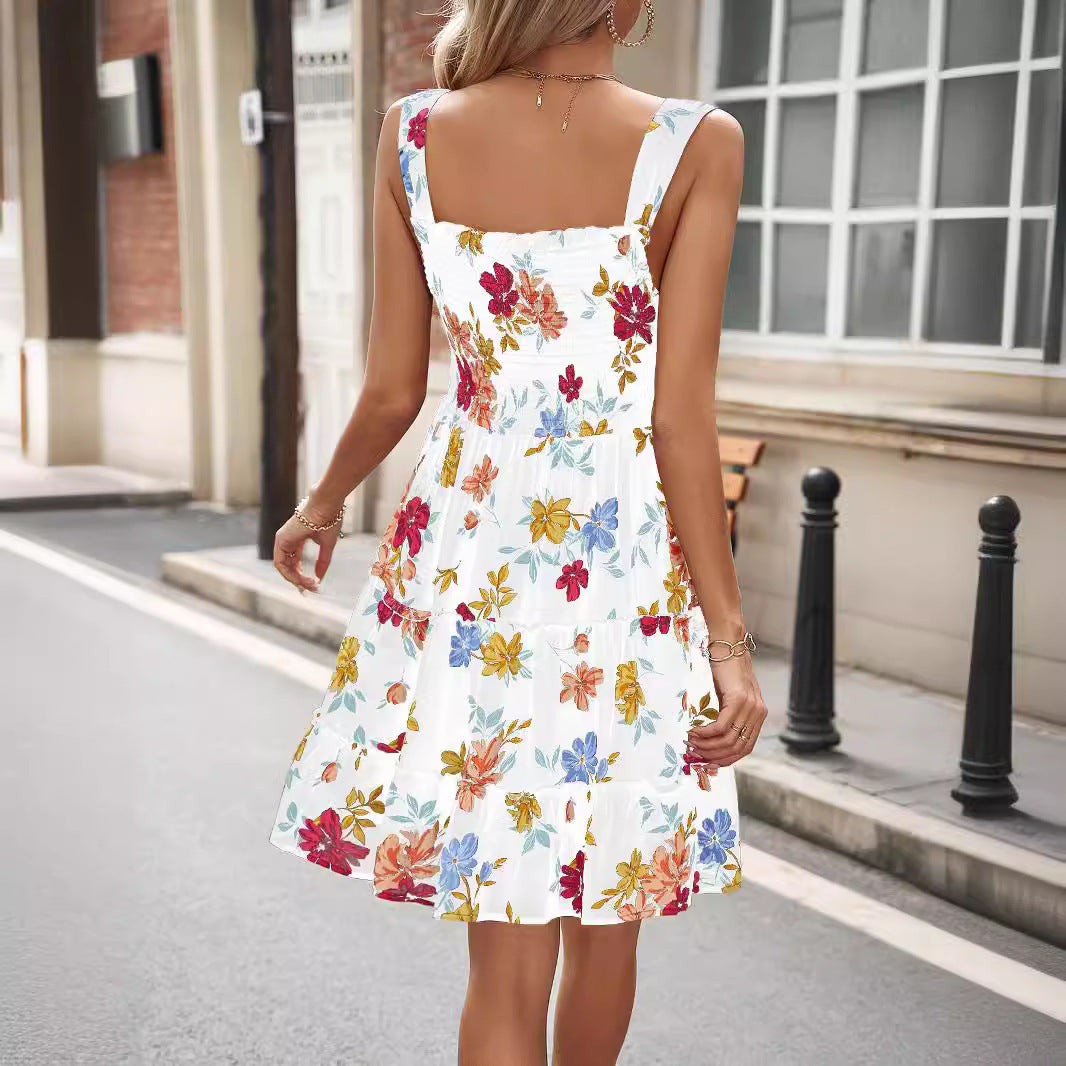 Landscape Floral Slim-fitting High Waist Fairy Casual Skirt