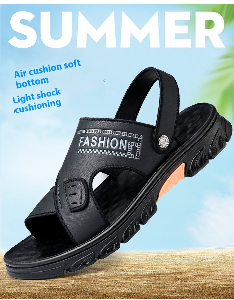 Men's Summer Soft Bottom Beach Cowhide Sandals