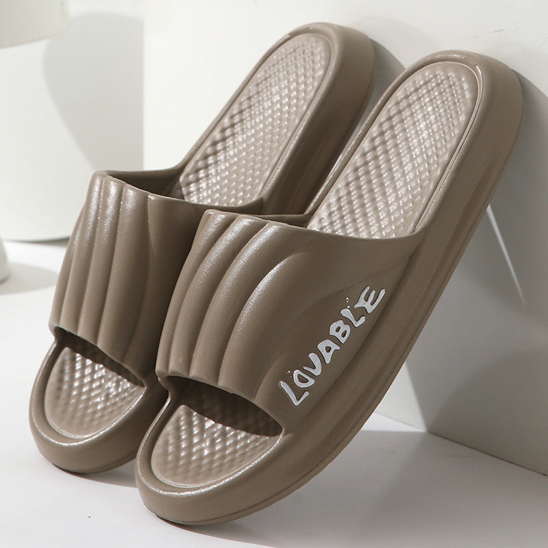 Summer Stripe Letter Design Home Slippers Thick Sole Non-slip Floor Bathroom Slipper For Women Men House Shoes