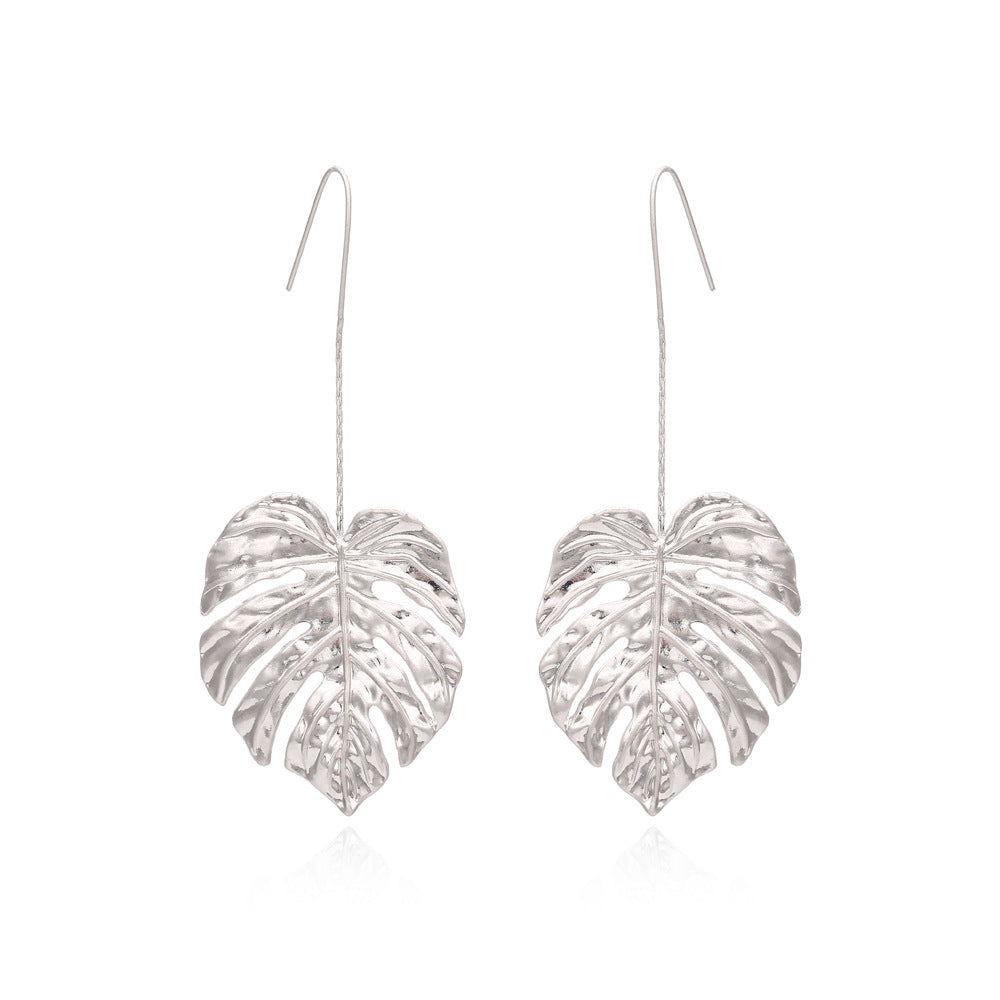 Hollow Metal Leaf Female Earrings