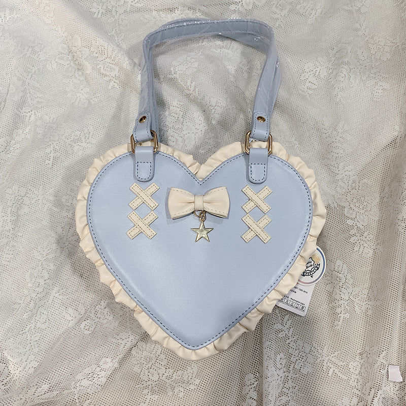 Cross Heart Knot Cute Heart Shape Lace Crossbody Portable Shoulder Bag