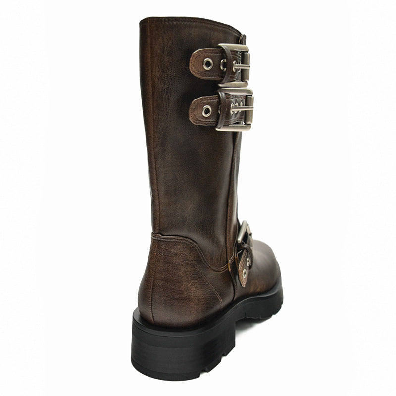 Thick Bottom Chunky Heel Martin Boots Buckle Motorcycle Boots
