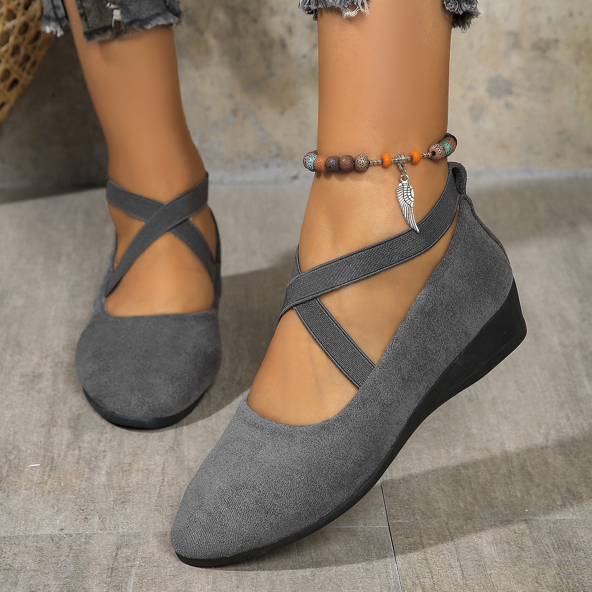 New Plus Size Pointed Toe Wedge Casual Pumps Women